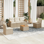 VidaXL Set Divano da Giardino 6 pz con Cuscini Beige in Polyrattan