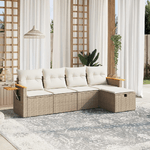 VidaXL Set Divano da Giardino 5 pz con Cuscini Beige in Polyrattan