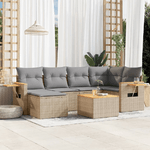 VidaXL Set Divani da Giardino 7 pz con Cuscini Beige in Polyrattan