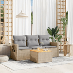 VidaXL Set Divano da Giardino 4 pz con Cuscini Beige Misto Polyrattan