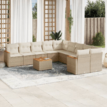 VidaXL Set Divani da Giardino 11 pz con Cuscini Beige in Polyrattan