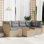 VidaXL Set Divano da Giardino 7 pz con Cuscini Beige Misto Polyrattan