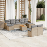 VidaXL Set Divano da Giardino 10 pz con Cuscini Beige Misto Polyrattan