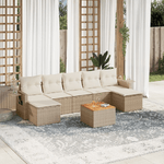 vidaXL Set Divano da Giardino 8 pz con Cuscini Beige in Polyrattan