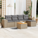 VidaXL Set Divano da Giardino 6 pz con Cuscini Beige in Polyrattan