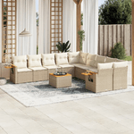 VidaXL Set Divani da Giardino 11 pz con Cuscini Beige in Polyrattan