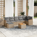 VidaXL Set Divano da Giardino 8 pz con Cuscini Beige in Polyrattan