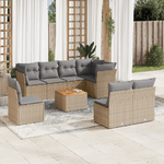 VidaXL Set Divano da Giardino 9 pz con Cuscini Beige Misto Polyrattan