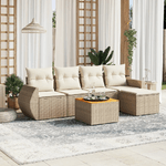 VidaXL Set Divano da Giardino 6 pz con Cuscini Beige in Polyrattan