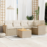 VidaXL Set Divano da Giardino 6 pz con Cuscini Beige in Polyrattan