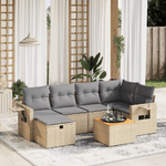 VidaXL Set Divano da Giardino 7 pz con Cuscini Beige Misto Polyrattan