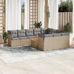 VidaXL Set Divano da Giardino 11 pz con Cuscini Beige Misto Polyrattan