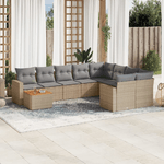 VidaXL Set Divano da Giardino 10 pz con Cuscini Beige in Polyrattan