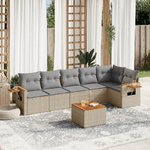 vidaXL Set Divani da Giardino 7 pz con Cuscini Beige in Polyrattan