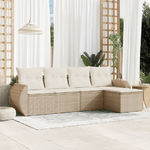 VidaXL Set Divano da Giardino 5 pz con Cuscini Beige in Polyrattan