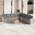 VidaXL Set Divano da Giardino 10 pz con Cuscini Beige in Polyrattan