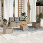 vidaXL Set Divano da Giardino 6 pz con Cuscini Beige in Polyrattan