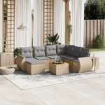 vidaXL Set Divano da Giardino 8 pz con Cuscini Beige in Polyrattan