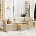 VidaXL Set Divano da Giardino 6 pz con Cuscini Beige in Polyrattan