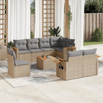 VidaXL Set Divano da Giardino 9 pz con Cuscini Beige in Polyrattan