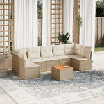 VidaXL Set Divano da Giardino 8 pz con Cuscini Beige in Polyrattan