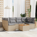 vidaXL Set Divani da Giardino 7 pz con Cuscini Beige in Polyrattan