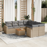 VidaXL Set Divano da Giardino 9 pz con Cuscini Beige in Polyrattan