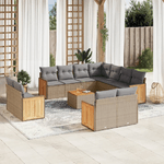 VidaXL Set Divani da Giardino 12 pz con Cuscini Beige in Polyrattan