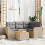 VidaXL Set Divano da Giardino 5 pz con Cuscini Beige in Polyrattan