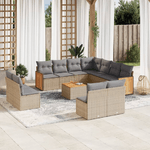 VidaXL Set Divani da Giardino 12 pz con Cuscini Beige in Polyrattan