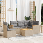 VidaXL Set Divano da Giardino 6 pz con Cuscini Beige in Polyrattan