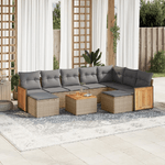 vidaXL Set Divano da Giardino 10 pz con Cuscini Beige in Polyrattan