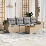 VidaXL Set Divano da Giardino 5 pz con Cuscini Beige in Polyrattan