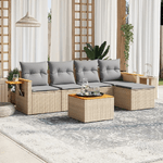 vidaXL Set Divano da Giardino 6 pz con Cuscini Beige in Polyrattan