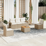 vidaXL Set Divano da Giardino 6 pz con Cuscini Beige in Polyrattan