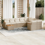 VidaXL Set Divano da Giardino 10 pz con Cuscini Beige in Polyrattan