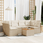 VidaXL Set Divani da Giardino 7 pz con Cuscini Beige in Polyrattan