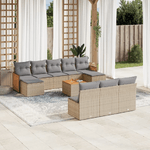 VidaXL Set Divani da Giardino 11 pz con Cuscini Beige in Polyrattan