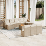 vidaXL Set Divani da Giardino 11 pz con Cuscini Beige in Polyrattan