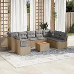 VidaXL Set Divano da Giardino 10 pz con Cuscini Beige in Polyrattan