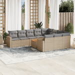 VidaXL Set Divani da Giardino 11 pz con Cuscini Beige in Polyrattan