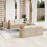 VidaXL Set Divani da Giardino 7 pz con Cuscini Beige in Polyrattan