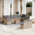 VidaXL Set Divano da Giardino 13 pz con Cuscini Beige Misto Polyrattan