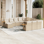 vidaXL Set Divani da Giardino 11 pz con Cuscini Beige in Polyrattan