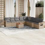 VidaXL Set Divano da Giardino 10 pz con Cuscini Beige Misto Polyrattan