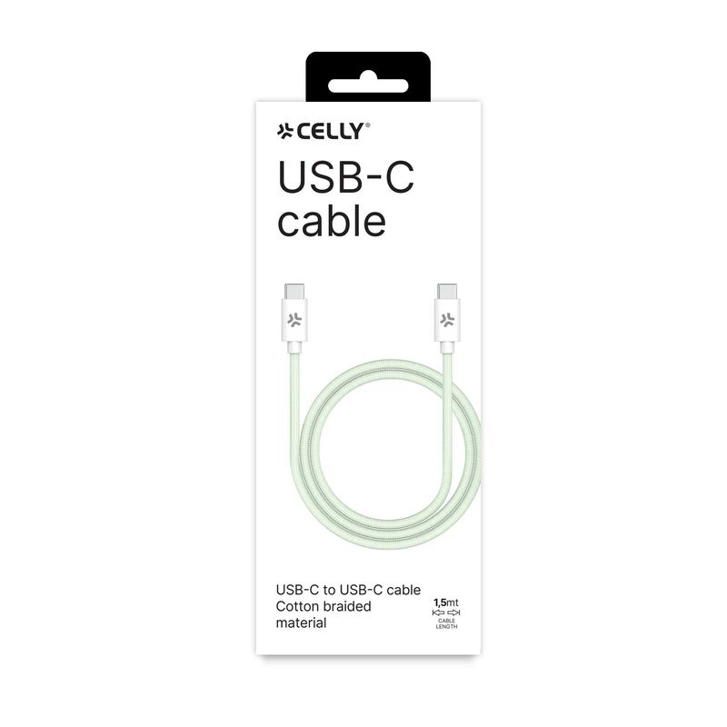 Celly-Cavo-Usb-C-a-Usb-C-1.5mt-Verde-Cotton