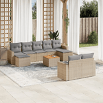 vidaXL Set Divano da Giardino 10 pz con Cuscini Beige in Polyrattan