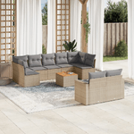 vidaXL Set Divano da Giardino 10 pz con Cuscini Beige in Polyrattan