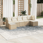 VidaXL Set Divani da Giardino 7 pz con Cuscini Beige in Polyrattan