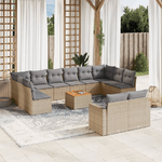 vidaXL Set Divano da Giardino 13 pz con Cuscini Beige in Polyrattan